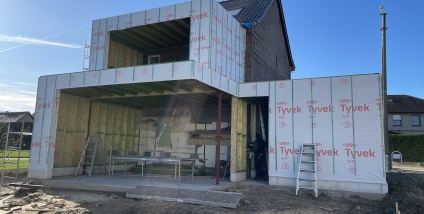 Aanbouw met Houtskeletbouw en Thermo Fraké Afwerking – Gavere